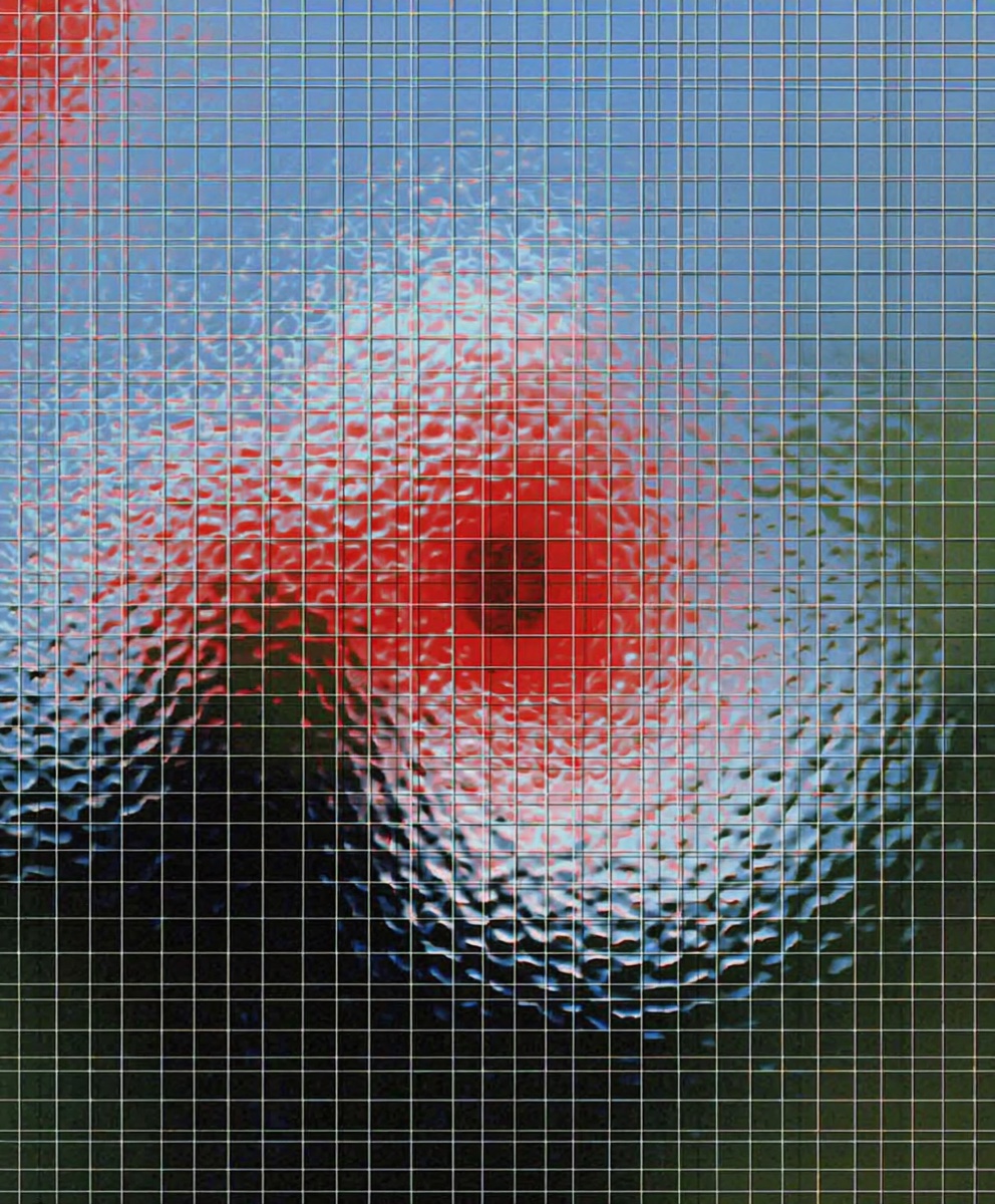 product — bio-mimicry behind wired glass
